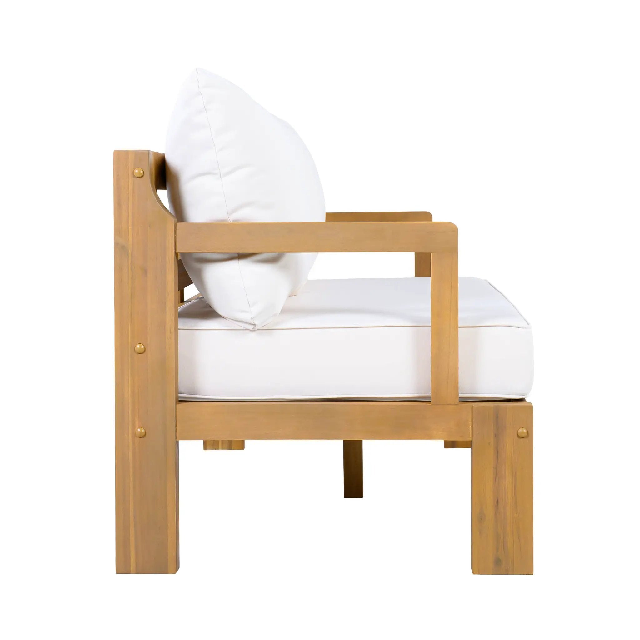 Outdoor 4-Seater Acacia Wood Patio Chat Set, Beige + Natural by HouseOfZazla