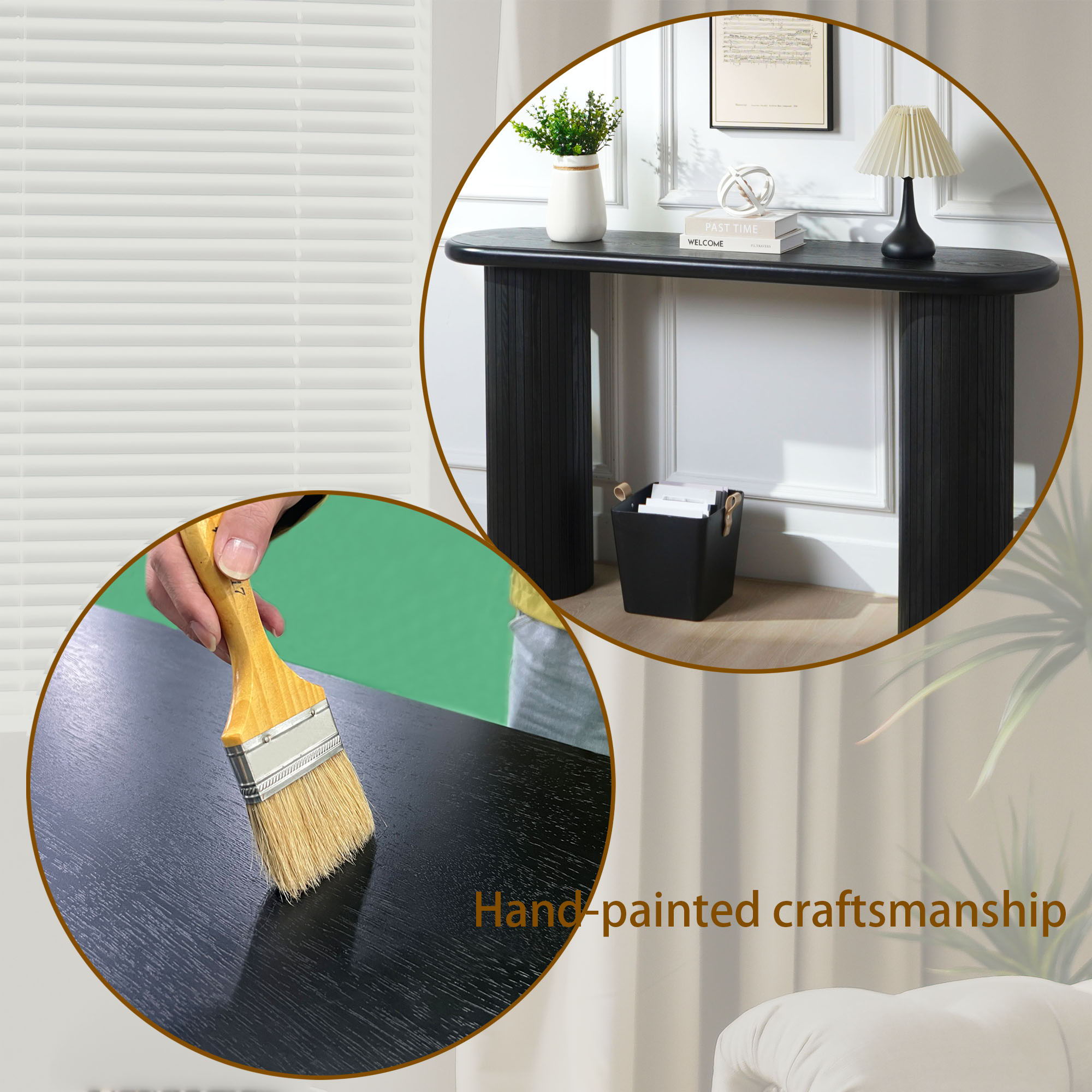 Fluted Cylinder Console Table - Black by HouseOfZazla