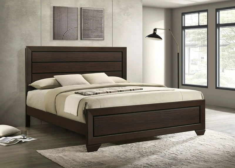 Kauffman Wood Eastern King Panel Bed Dark Cocoa by Unique Piece Furniture