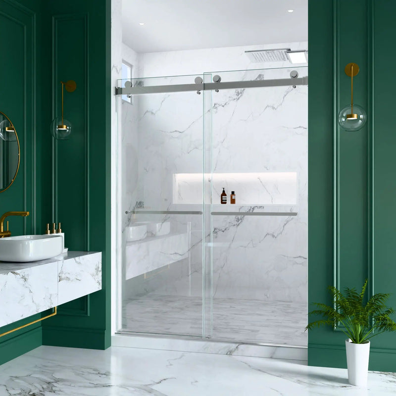 56"-60"W x 80"H Frameless Double Sliding Shower Door by HouseOfZazla