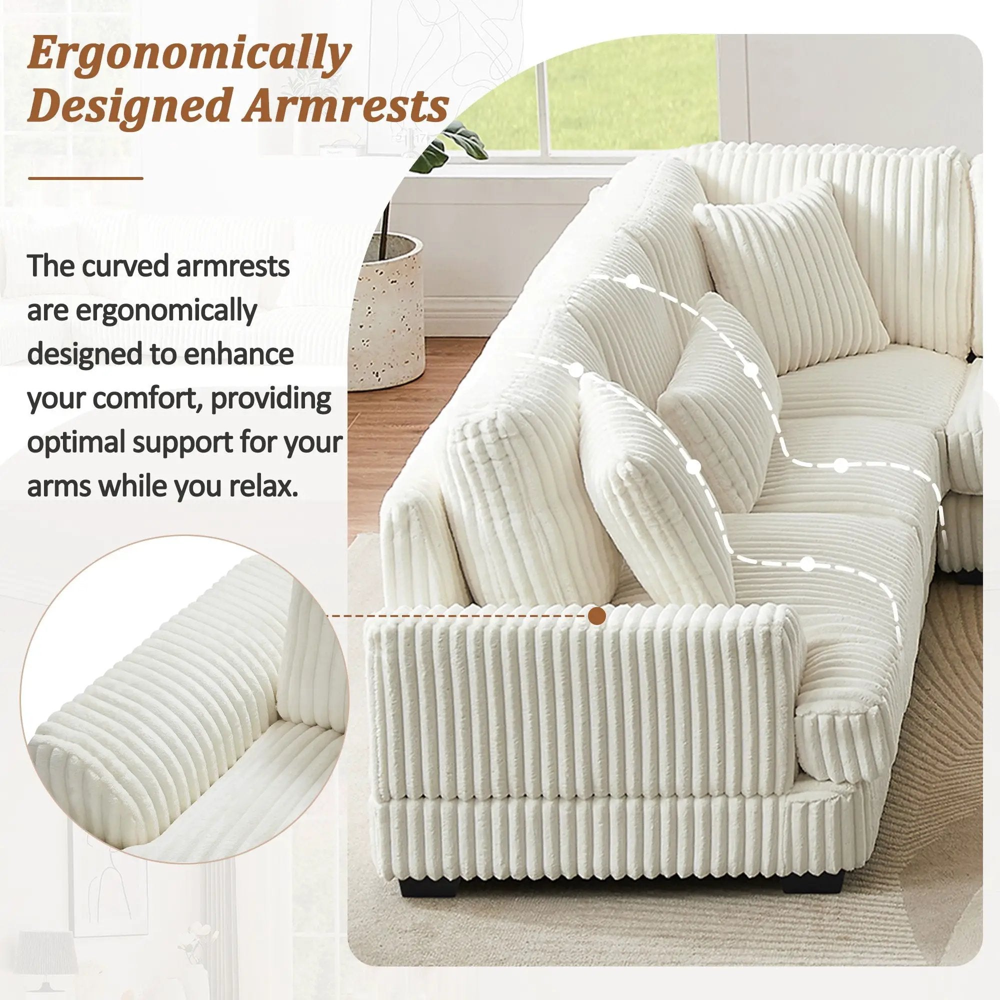 Oversized Sectional Sofa U - Shaped Sofa Couch Modern Sofa Upholstered In Soft With A Chaise Lounge For Living Room by HouseOfZazla