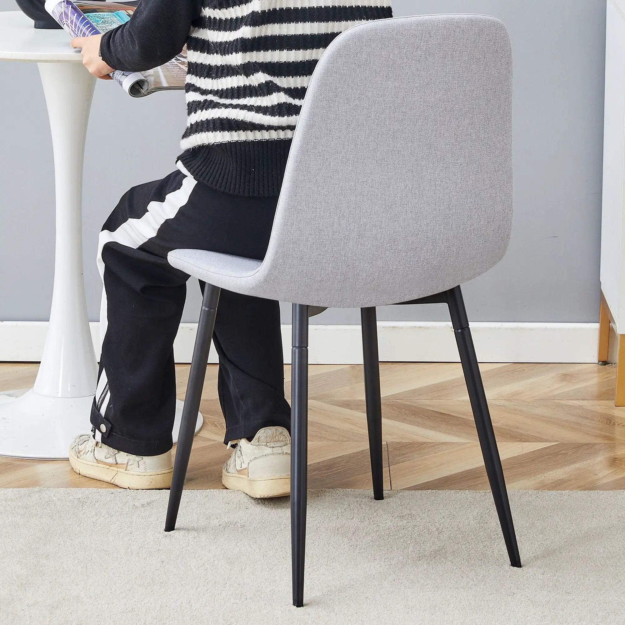 Modern Medieval Style Cushioned Side Chairs Set With Metal Legs For Kitchens by Unique Piece Furniture