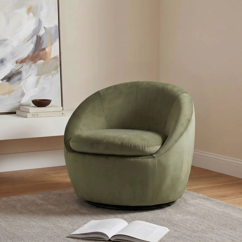 Myernick Velvet Upholstered Swivel Accent Chair Olive by Unique Piece Furniture