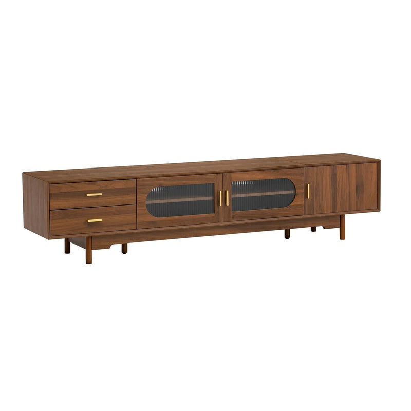 Modern TV Stand With Fluted Glass Doors & 2 Drawers by HouseOfZazla