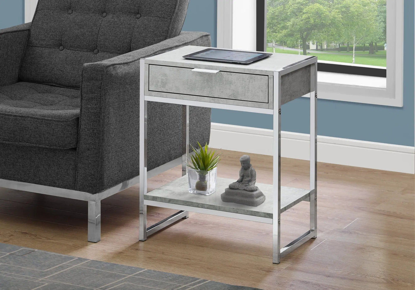 Accent Side Table, Storage Drawer, Spacious Tabletop by HouseOfZazla