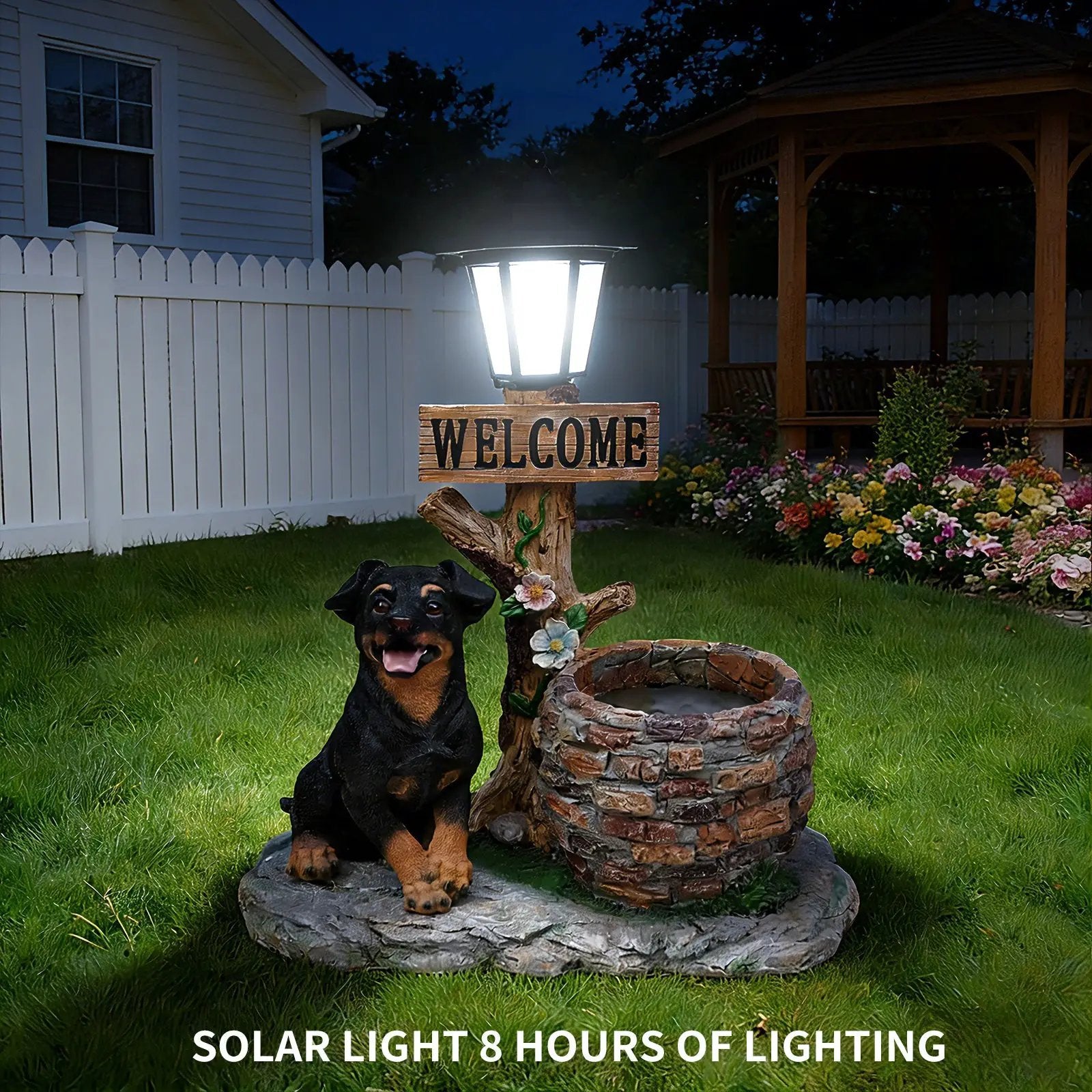 Puppy Dog Solar Planter Outdoor Statue by HouseOfZazla