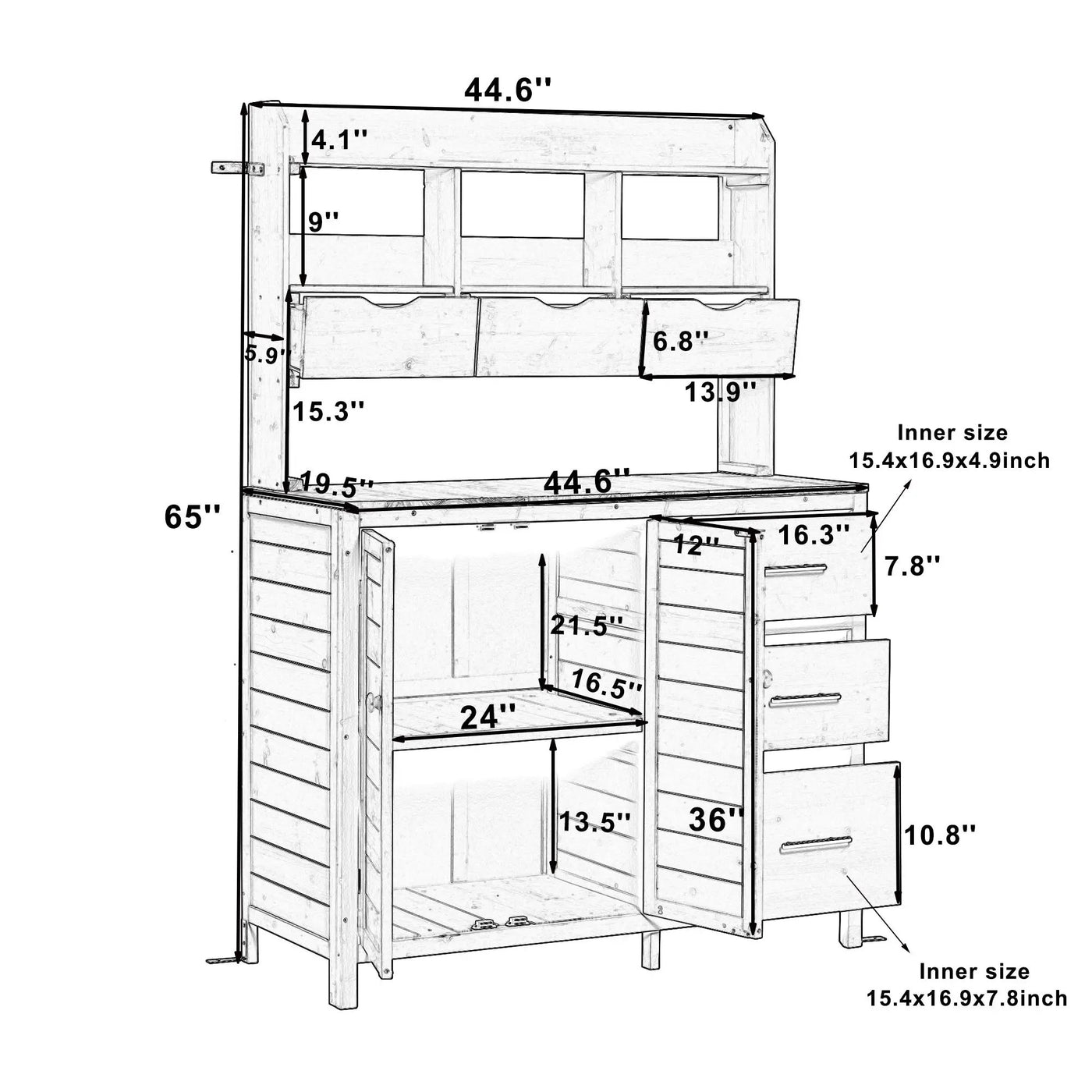 TOPMAX Farmhouse Patio Potting Bench with Storage and Workstation by HouseOfZazla