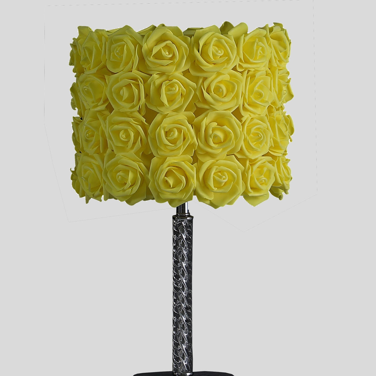 18.25" Table Lamp with Yellow Drum Shade and Twisted Acrylic Body, photo 4 of 5
