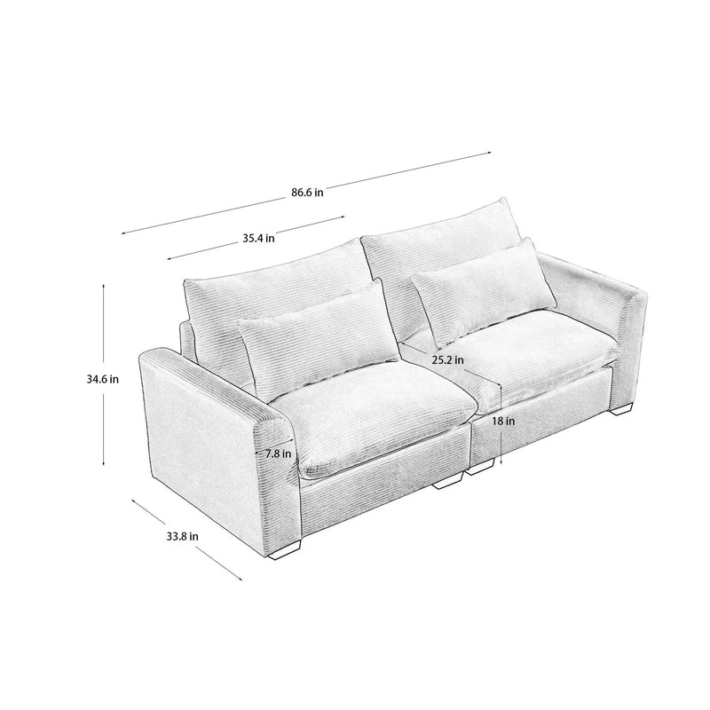 Beige Corduroy Sofa Couch by HouseOfZazla