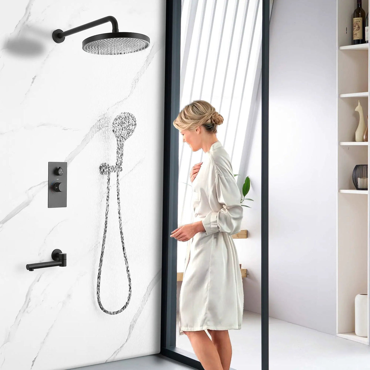 10" Shower System Set With Control Valve And Overhead Shower by HouseOfZazla