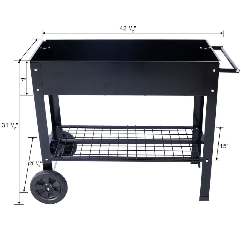 Elevated Metal Planter Garden Bed with Wheels - Black, photo 9 of 12