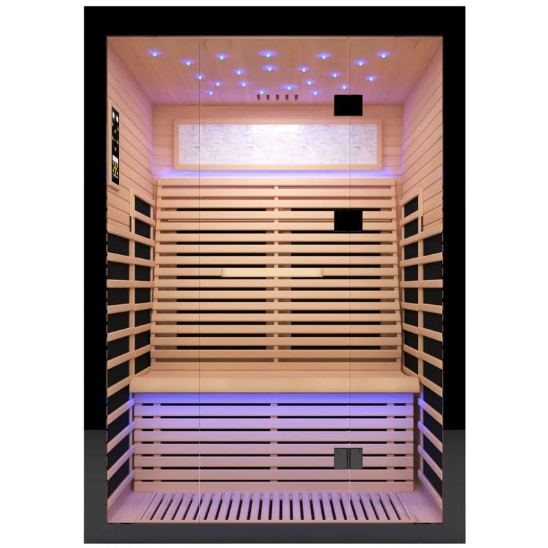 Luxury Double Far Infrared Sauna Room With Epoxy Heating Plates And Starry Sky Lighting - Black / Natural by HouseOfZazla