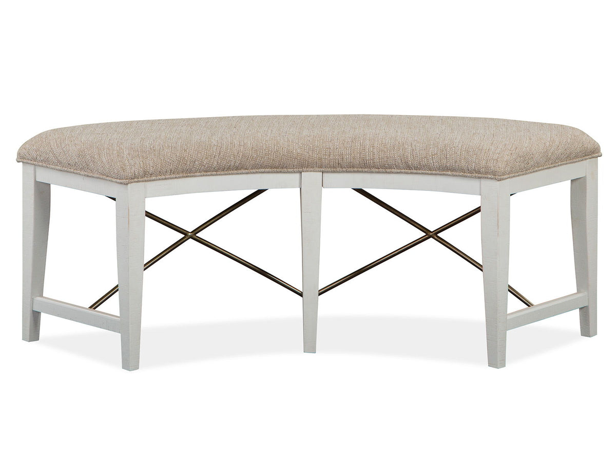 Heron Cove - Curved Bench With Upholstered Seat - Chalk White, photo 7 of 7