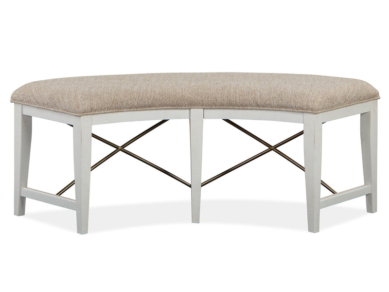 Heron Cove - Curved Bench With Upholstered Seat - Chalk White, photo 7 of 7