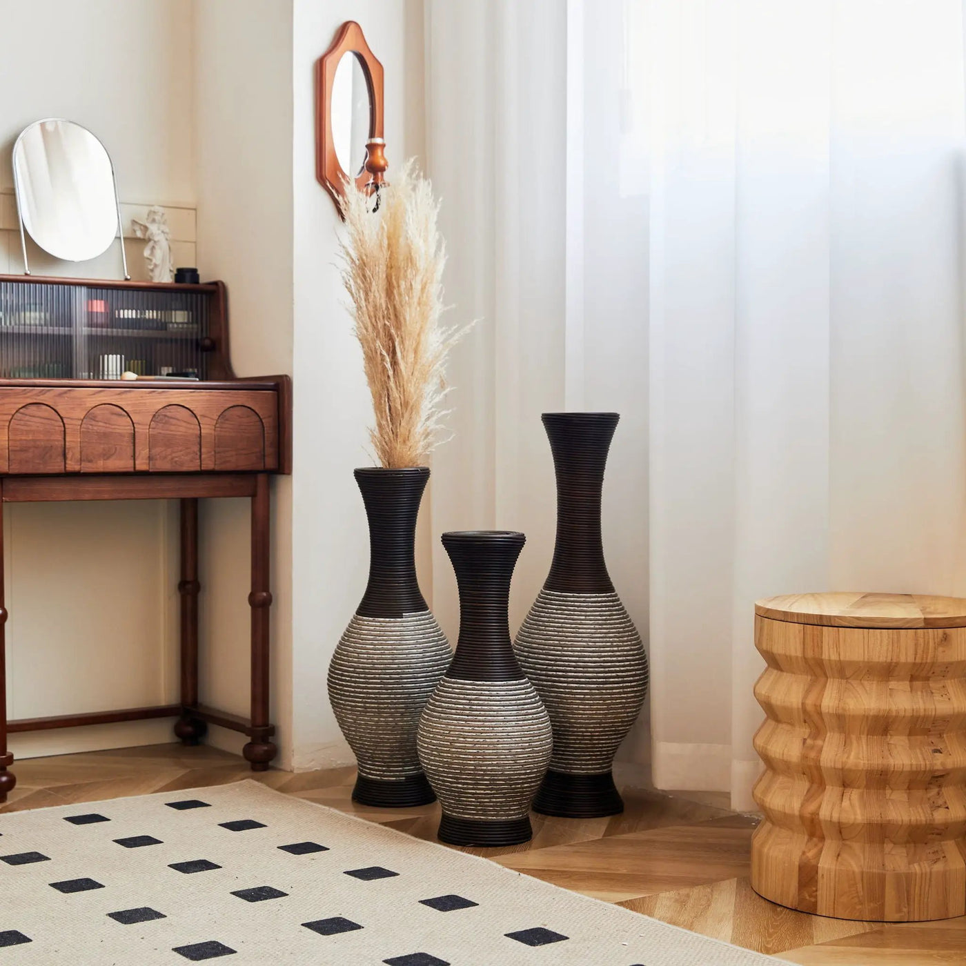 Tall Designer Floor Vase With Elegant 2 Tone by HouseOfZazla