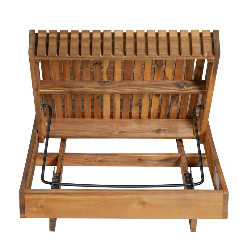 Lounge Chaise Set, Acacia Solid Wood with Cream Lounge Cushion by HouseOfZazla