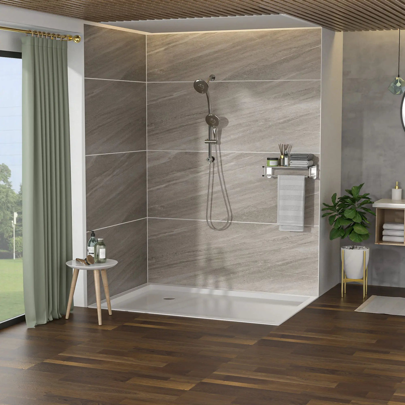 Dual Shower Head With Adjustable Slide Bar And Multi Function Settings by HouseOfZazla