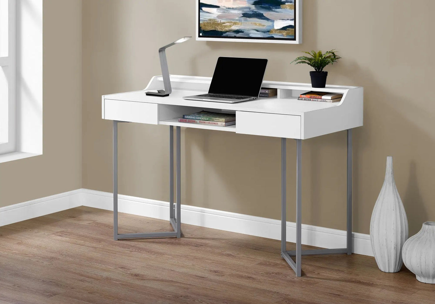 Computer Desk For Home Office, Ample Storage, Contemporary & Modern by HouseOfZazla