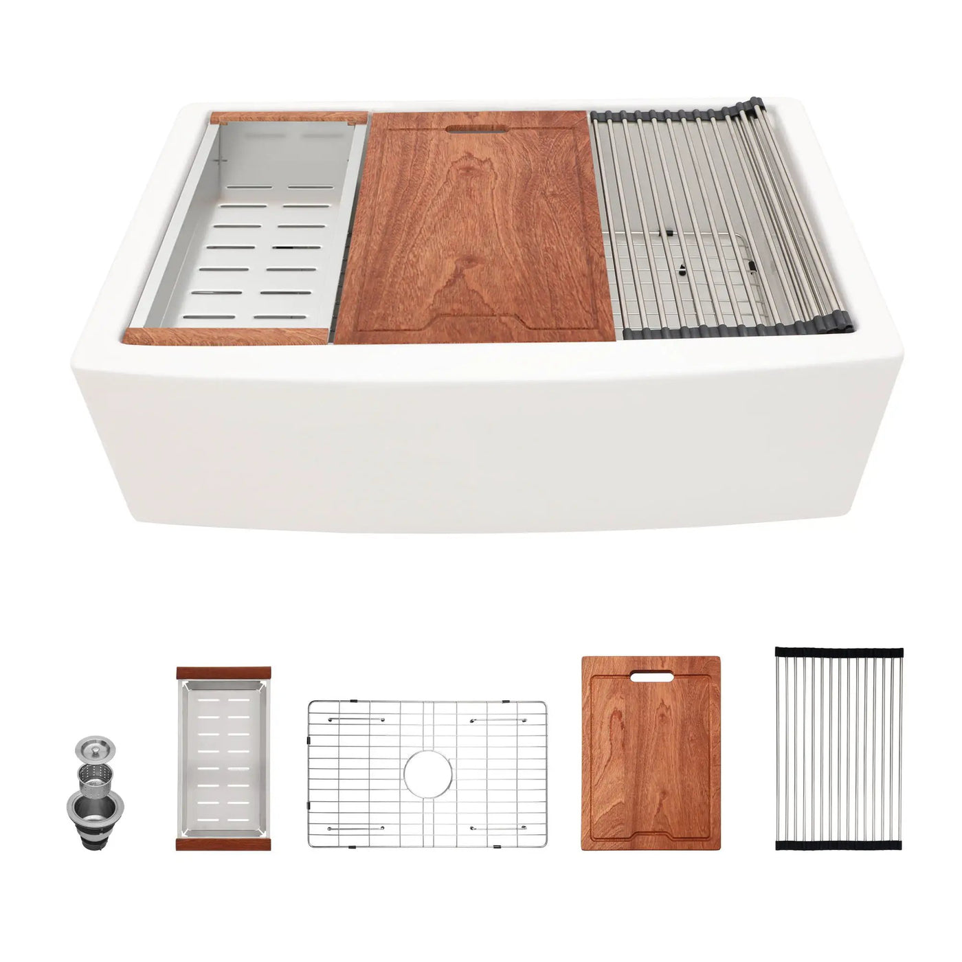Classic Ceramic Farmhouse Sink Workstation Single Bowl With Durable Finish by HouseOfZazla