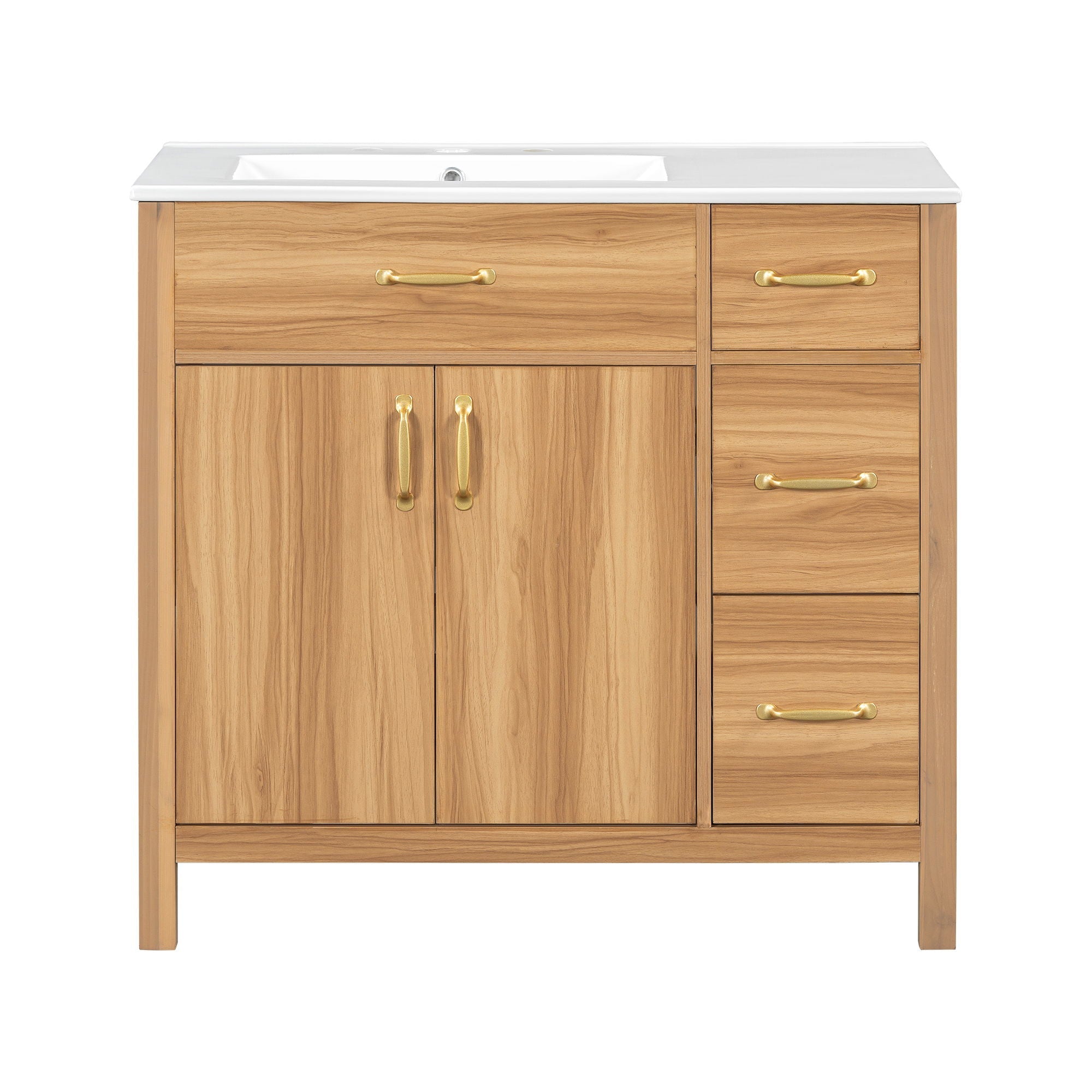 Bathroom Vanity, 2 Soft Close Doors, 3 Soft Close Drawers, Adjustable Shelf - Wood by HouseOfZazla