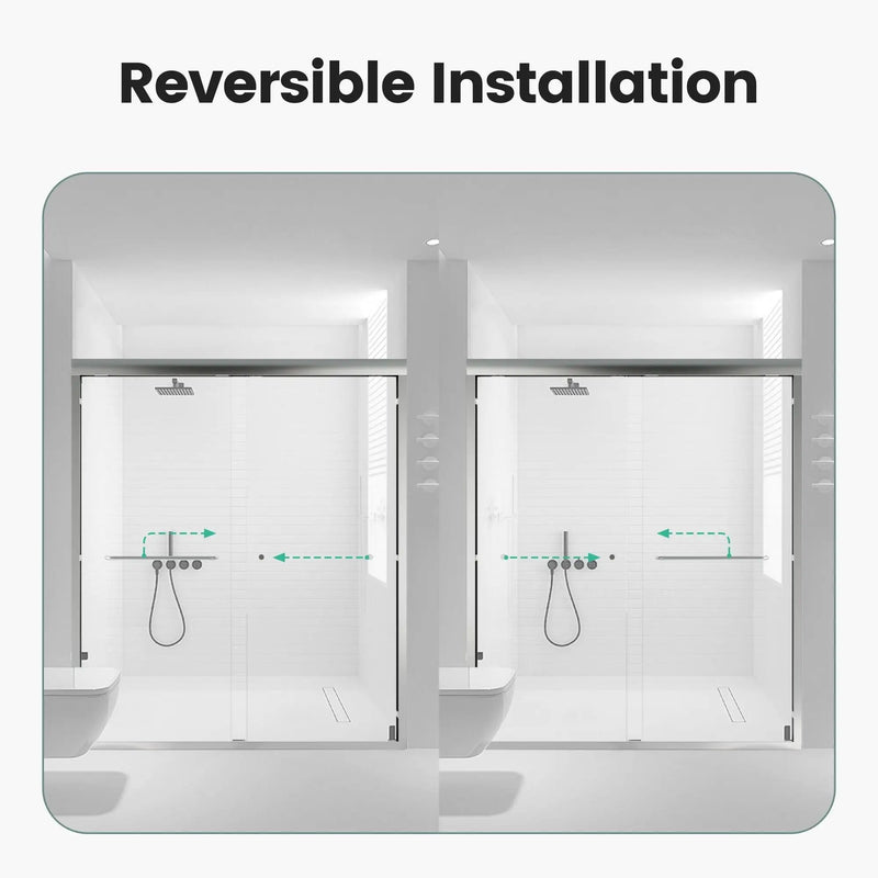 Semi-Frameless Double Sliding Shower Door, Bypass Shower Door, 1 / 4" (6Mm) Thick SGCC Tempered Glass Door by HouseOfZazla