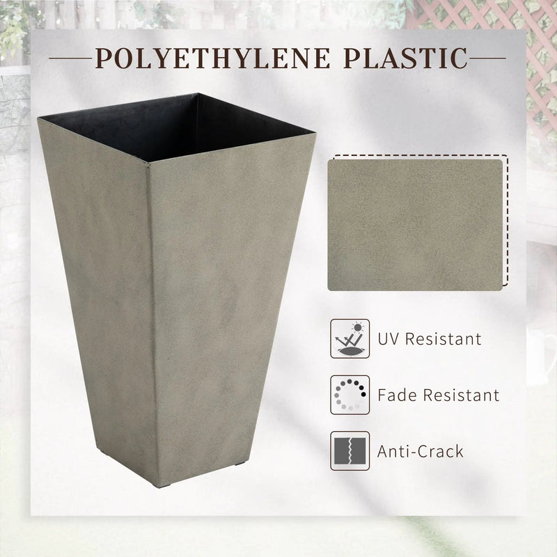 Outsunny Set of 3 Tall Planters with Drainage Hole, Gray by HouseOfZazla
