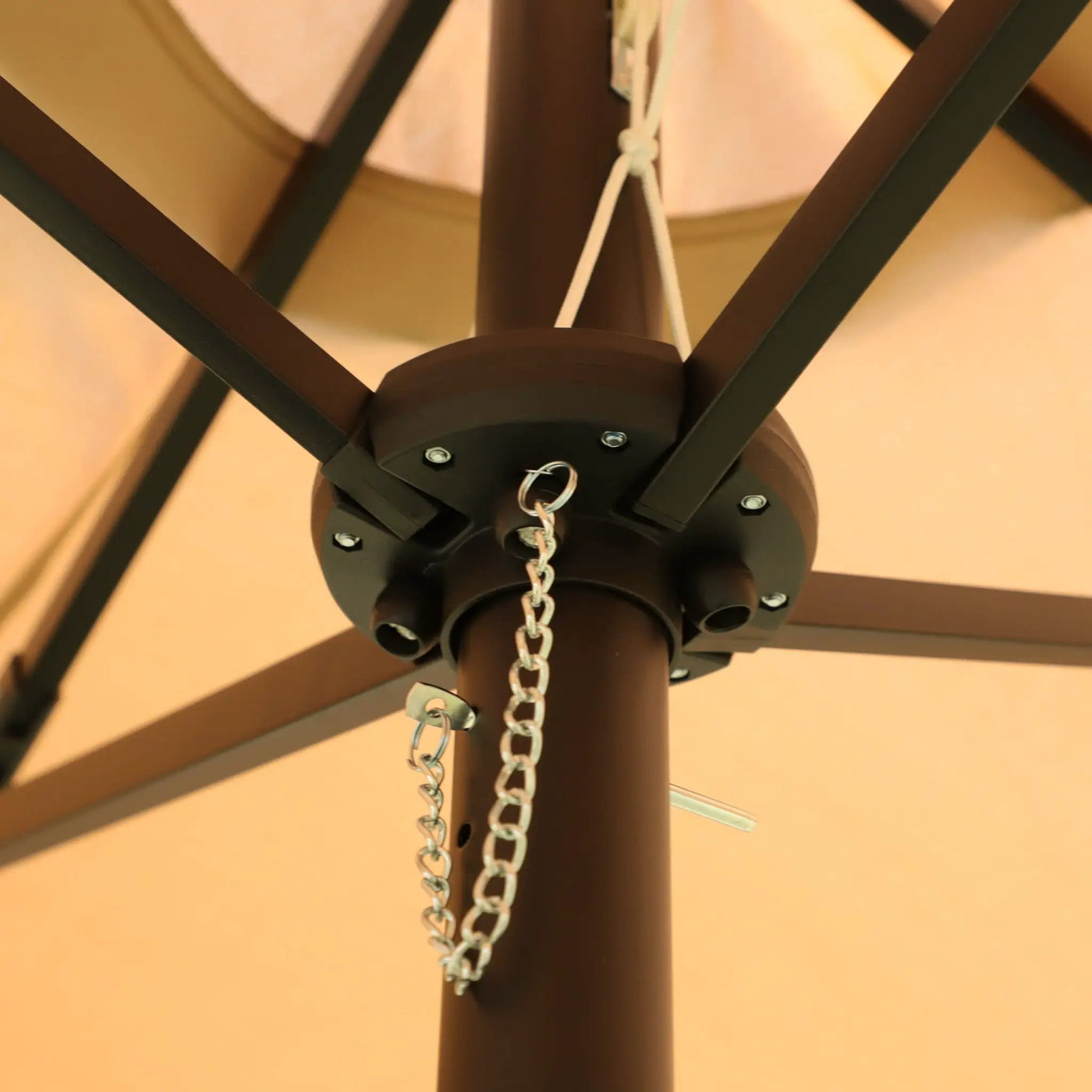 Double- Sided Outdoor Market Umbrella With Lights And Base by Unique Piece Furniture