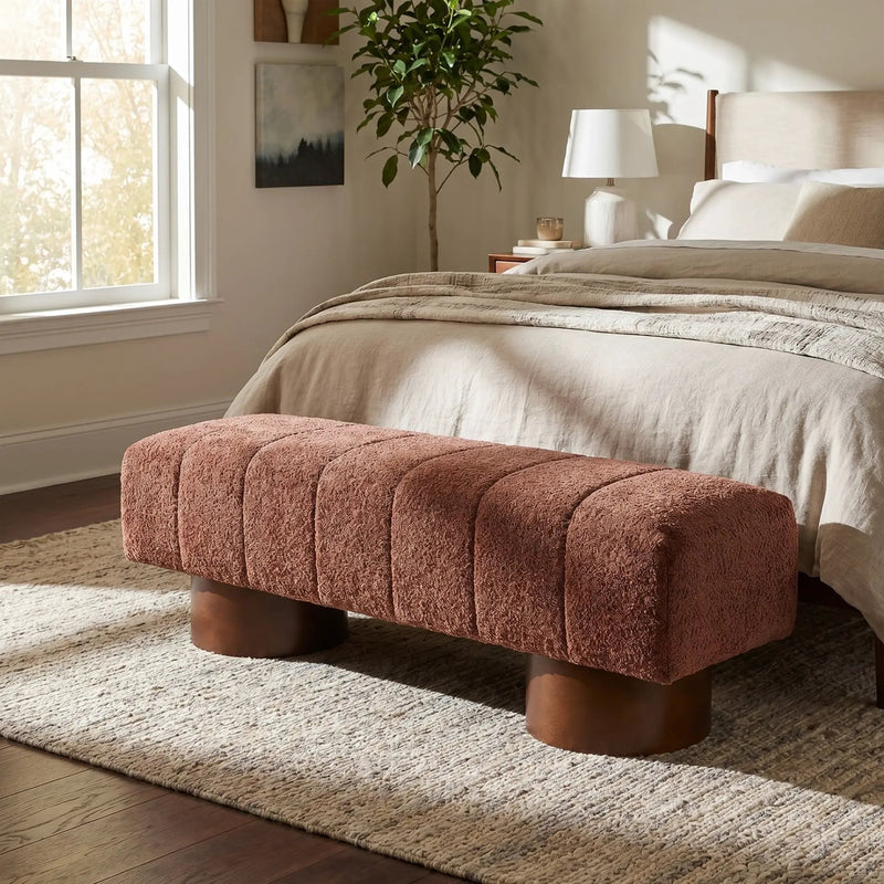 Rust Red Boucle Indoor Dining Bench by HouseOfZazla