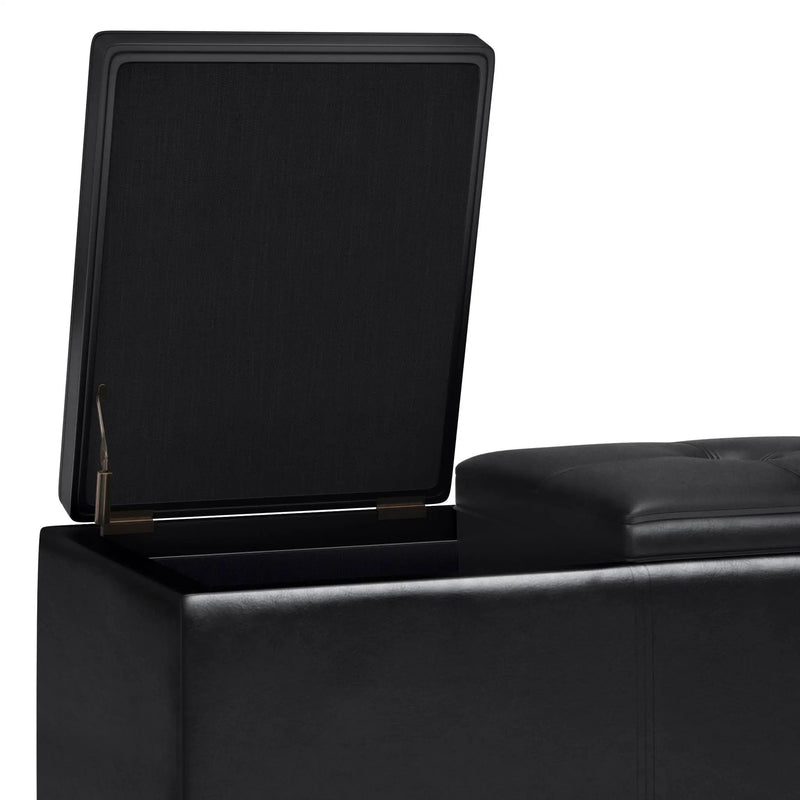 Avalon - Tray Storage Ottoman With Lift Up Lids - Midnight Black by HouseOfZazla