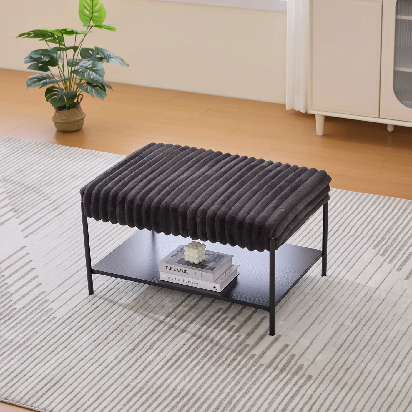 Upholstered Ottoman Coffee Table Foot Rest With Open Storage by HouseOfZazla