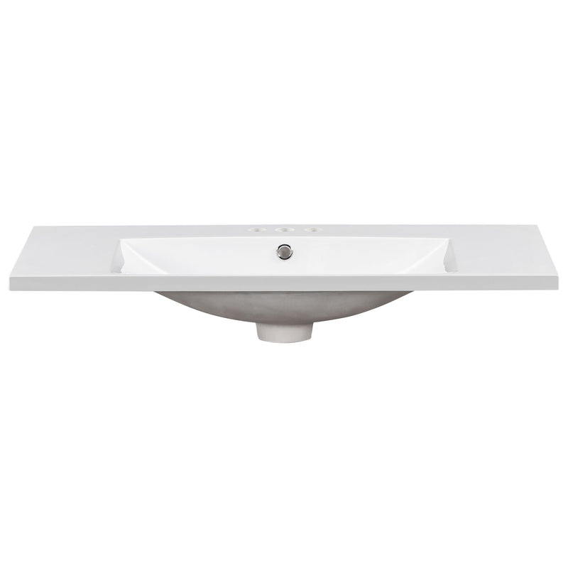 Single Bathroom Basin Sink, Vanity Top Only With 3 Faucet Holes by HouseOfZazla