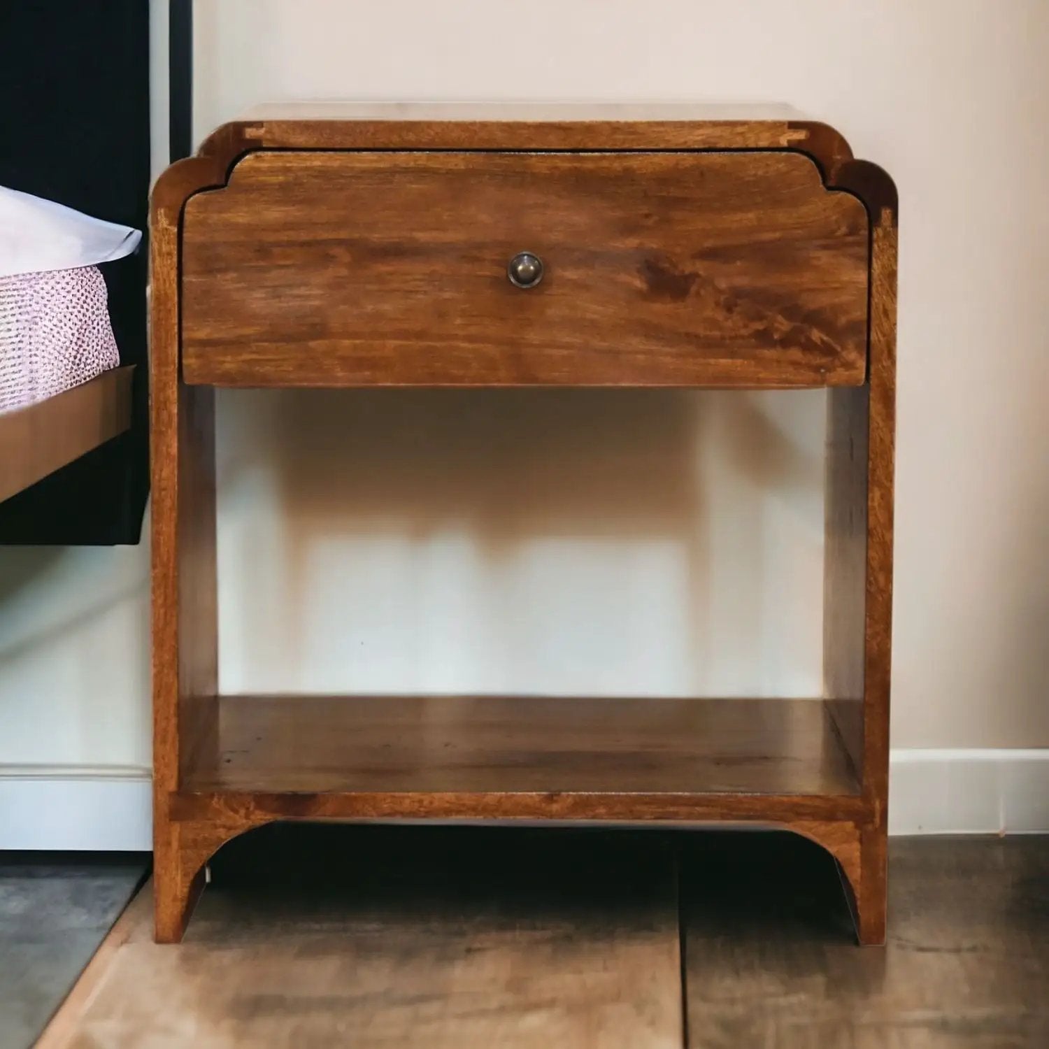 Newton - Nightstand With A Drawer And Open Shelf by HouseOfZazla