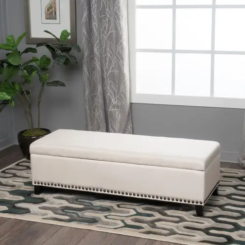 Storage Ottoman, Storage Bench with Safety Close Hinge by HouseOfZazla