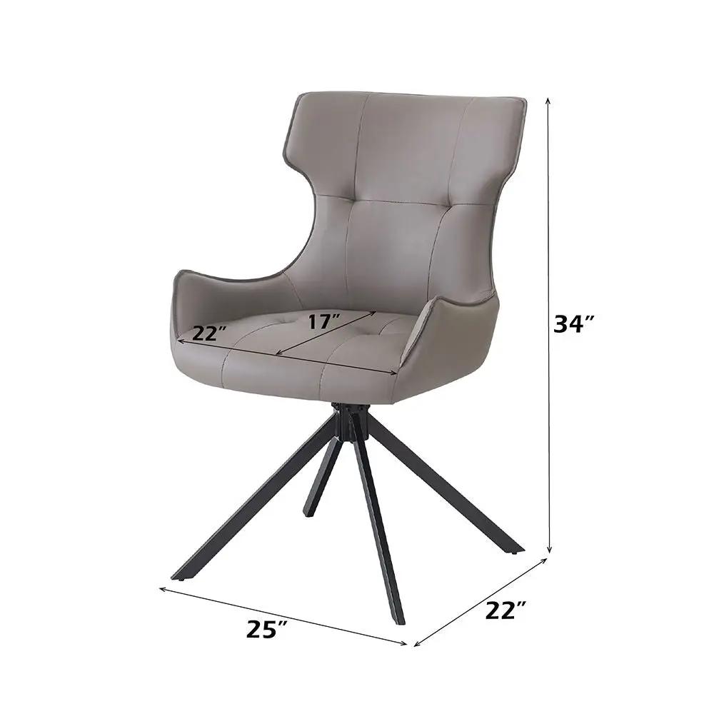 Damita - Camel Synthetic Leather Side Chair With Swivel (Set of 2) - Gray & Black Finsh by Unique Piece Furniture