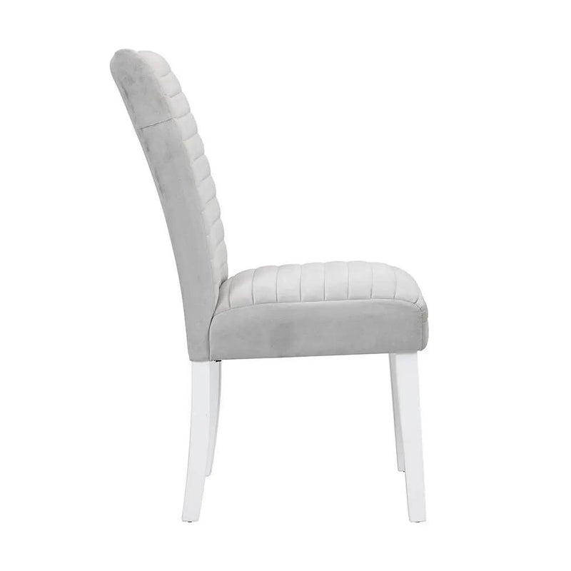 Elizaveta - Side Chair (Set of 2) - Gray Velvet &White High Gloss by Unique Piece Furniture