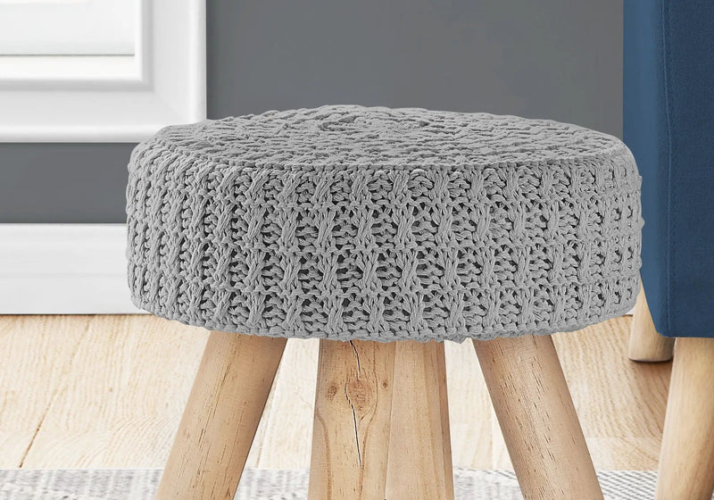 Ottoman, Pouf, Footrest, Foot Stool, Round, Natural Wood Legs, Contemporary, Modern by HouseOfZazla