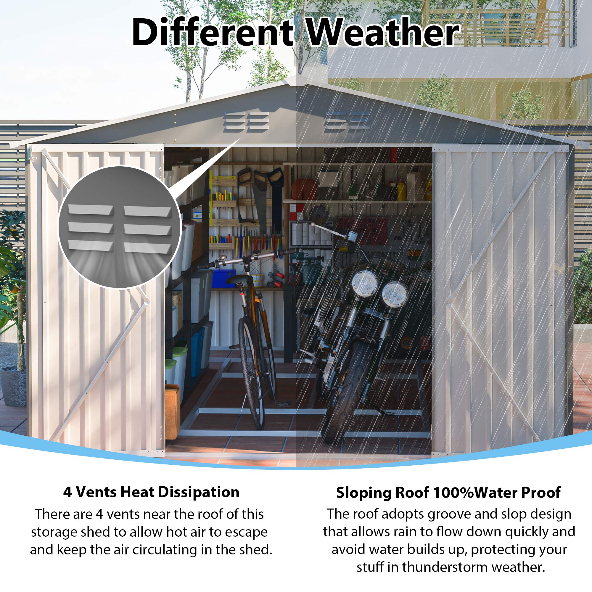 10x14 Ft Outdoor Metal Storage Shed by HouseOfZazla