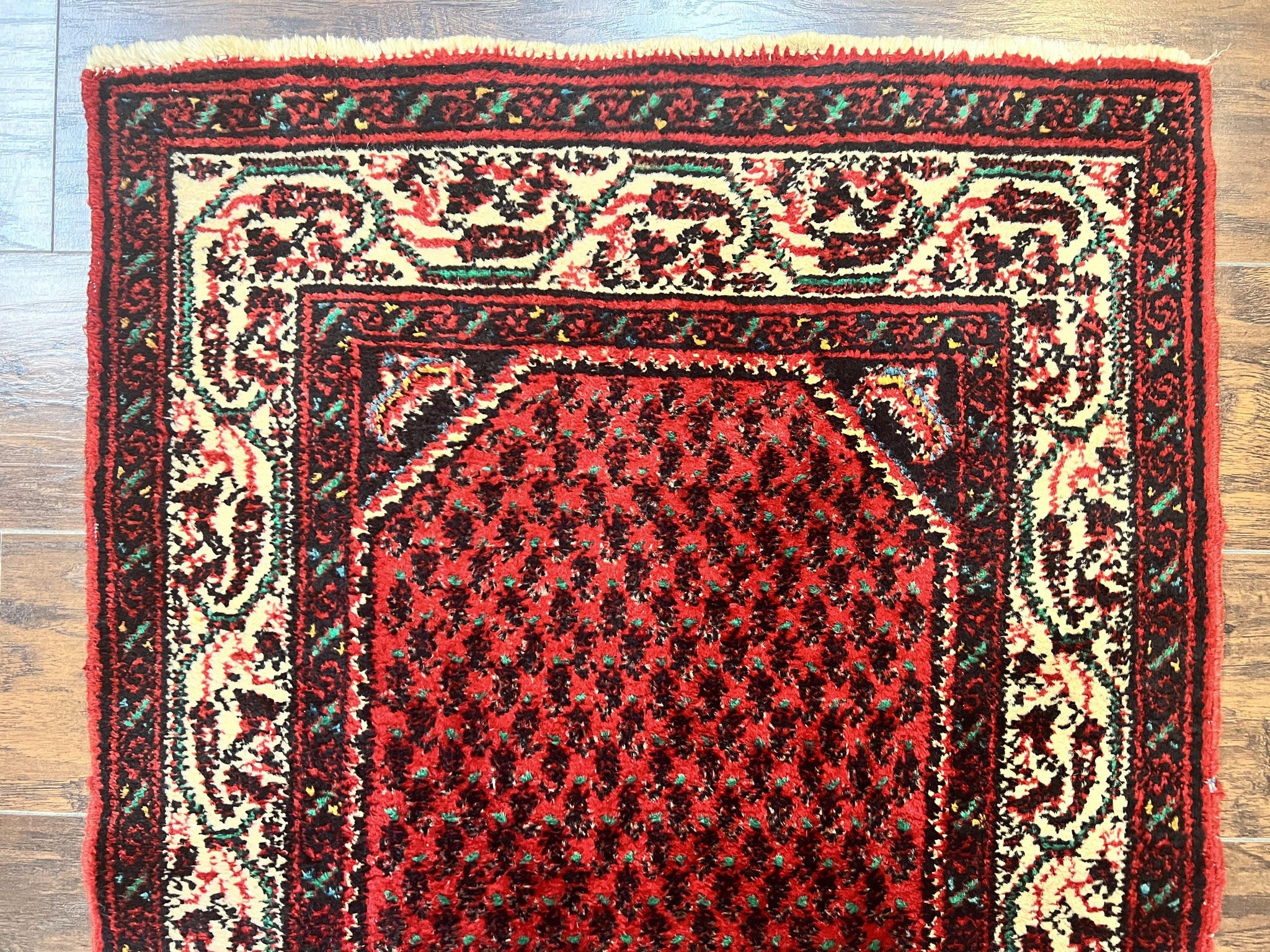Persian Tribal Rug 2.6 x 5, Boteh Paisley Pattern, Red and Beige, Wool Hamadan Rug by Jewel Rugs
