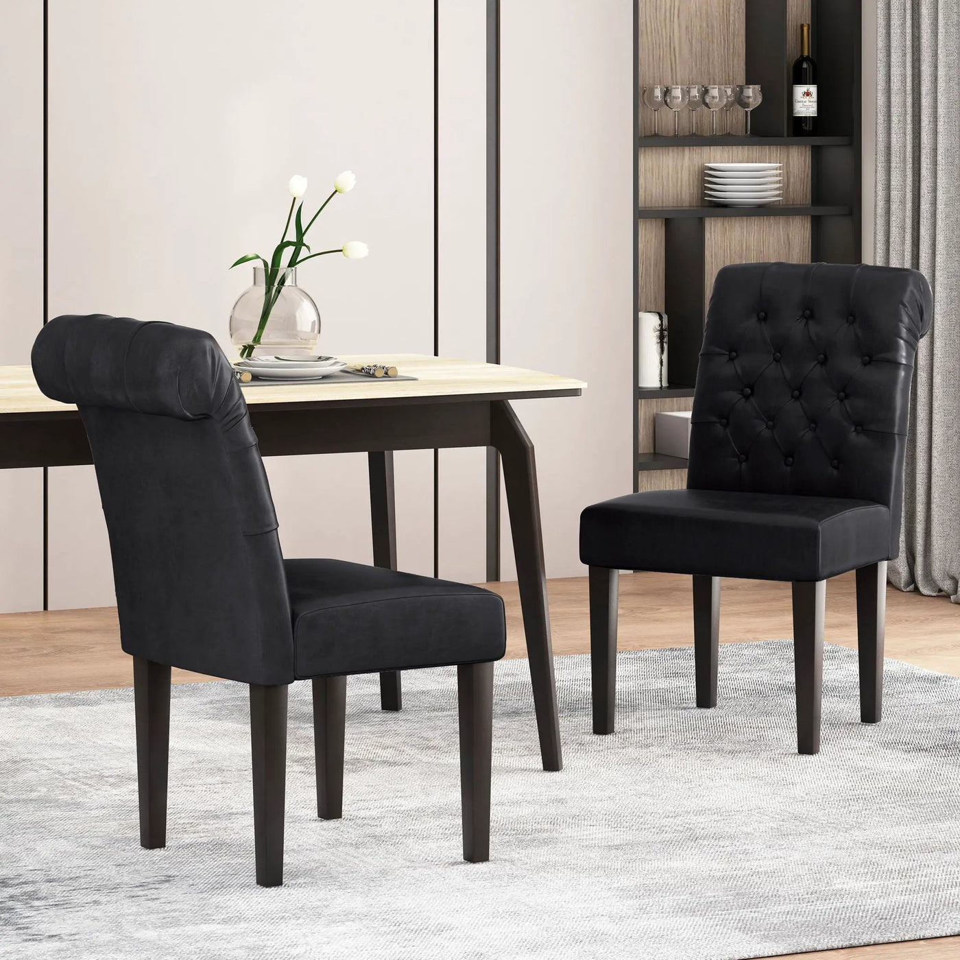 Broxton Tuft Dining Rolltop Chairs With Button Tufted Backrest (Set of 2) by HouseOfZazla