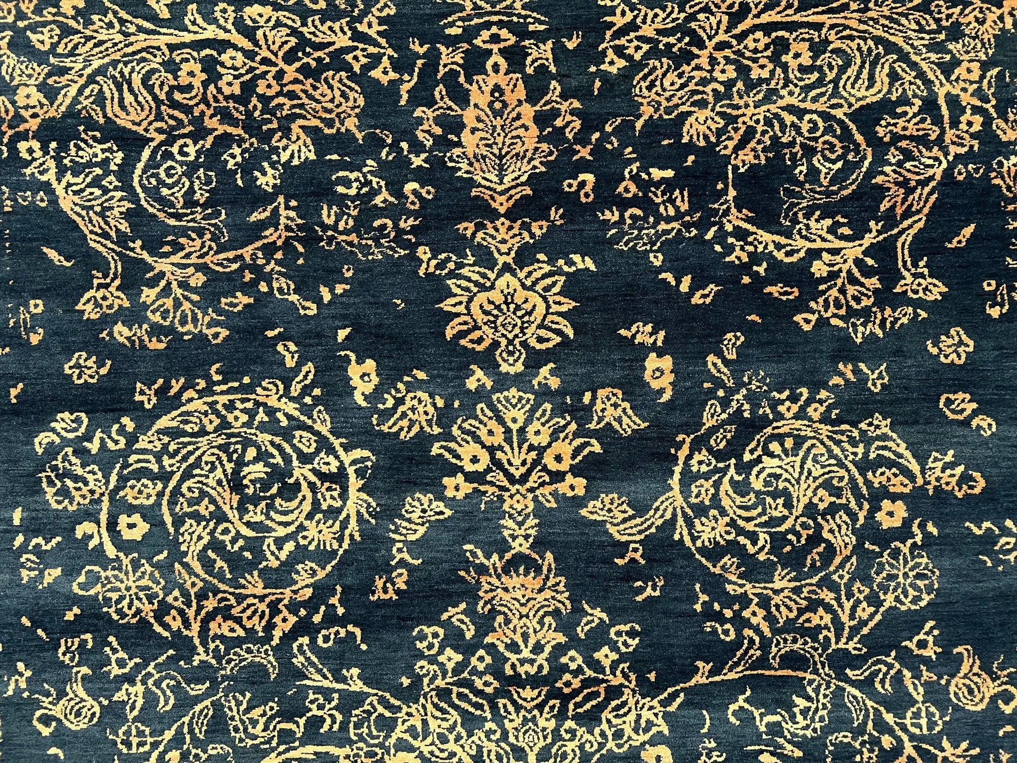 Area Rug 8x10 High Quality Handmade Oriental Carpet, Modern Contemporary Rug, Rug for Living Room, Wool Rug, Blue and Gold, Pakistani Rug by Jewel Rugs