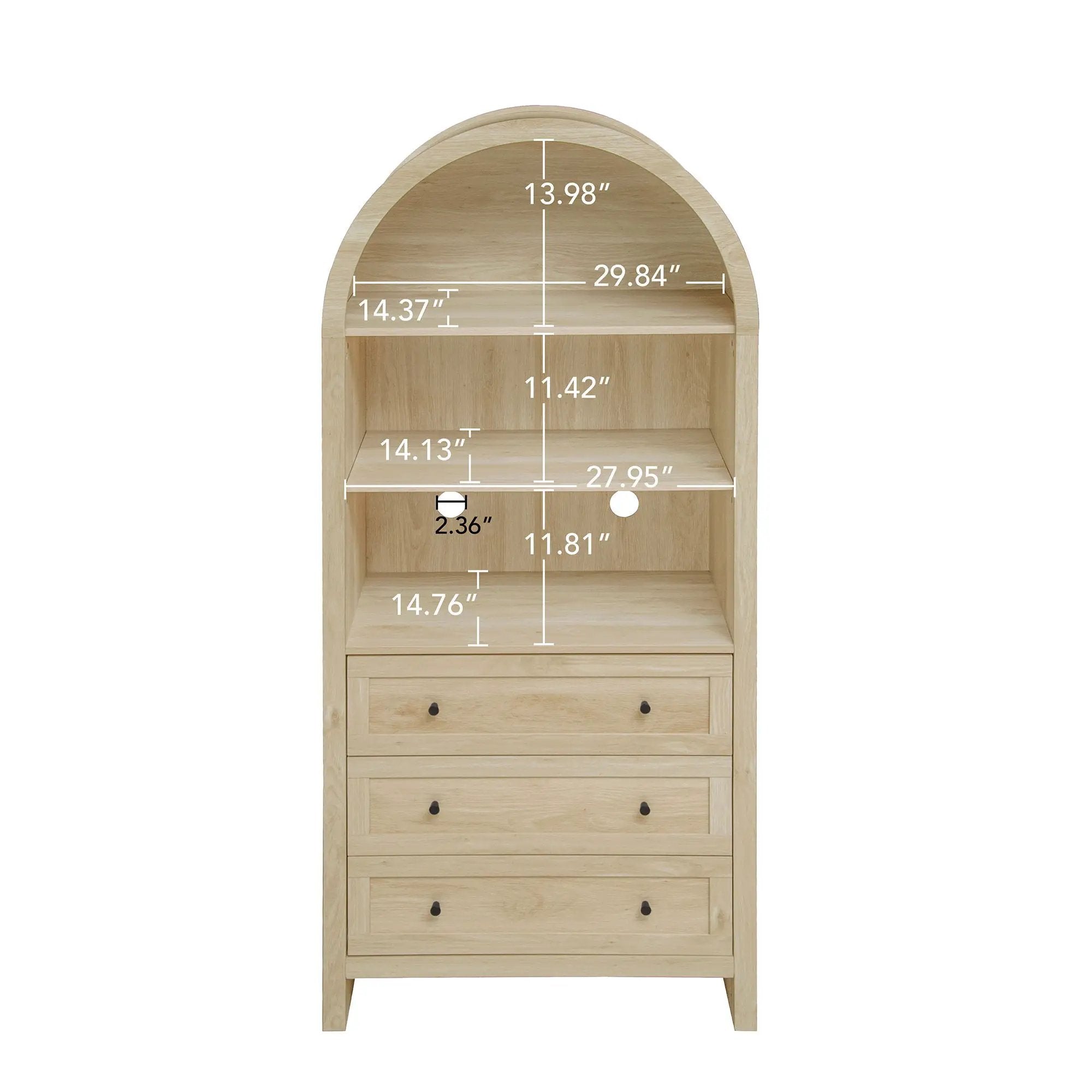 Arched Kitchen Pantry, Modern Farmhouse Wood Kitchen Storage Cabinets, Arched Storage Display Cabinet With Adjustable Shelves, Versatile Cupboard For Kitchen, Dining Room, Living Room - Natural by HouseOfZazla