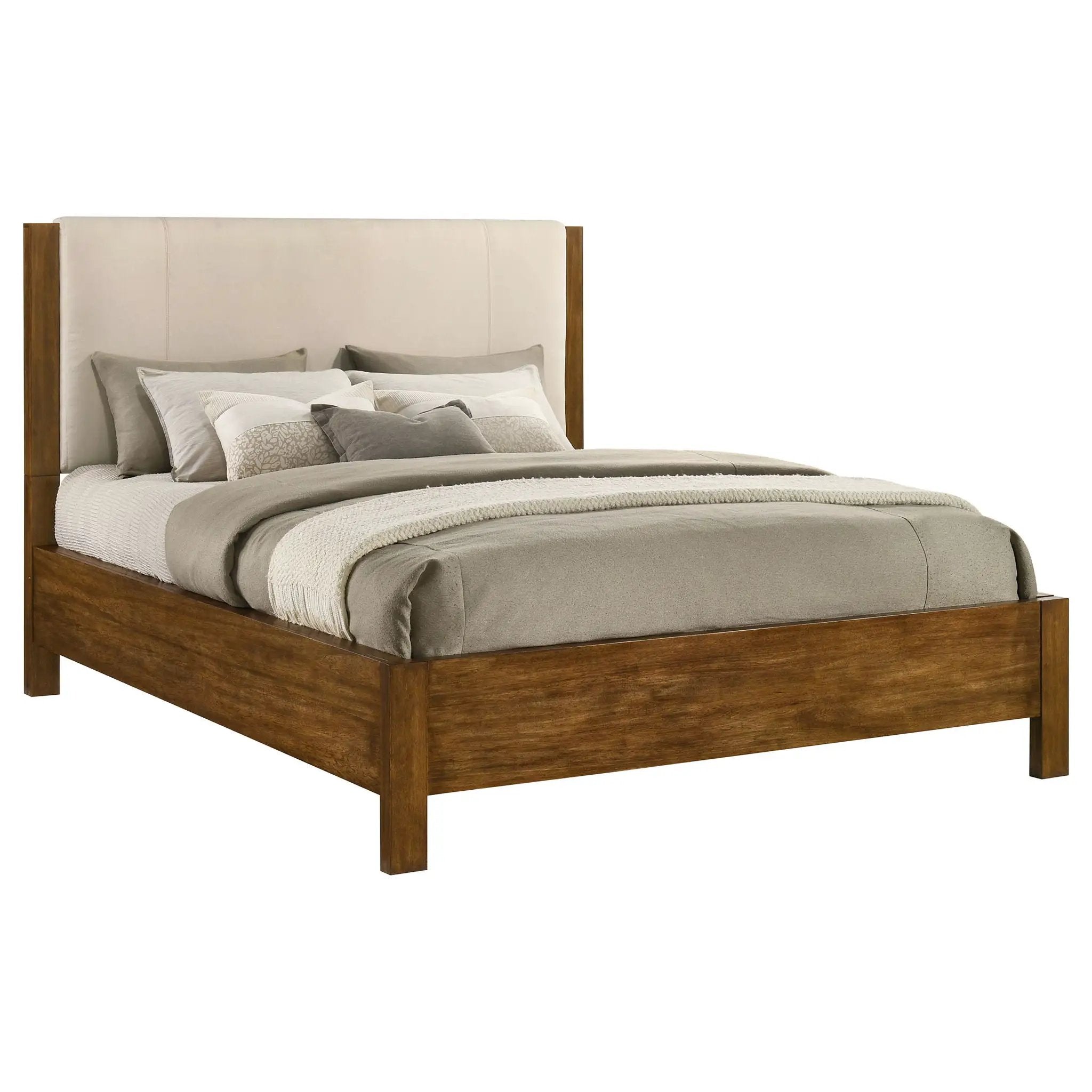Adderley California King Wood Panel Bed Cream and Warm Brown by Unique Piece Furniture