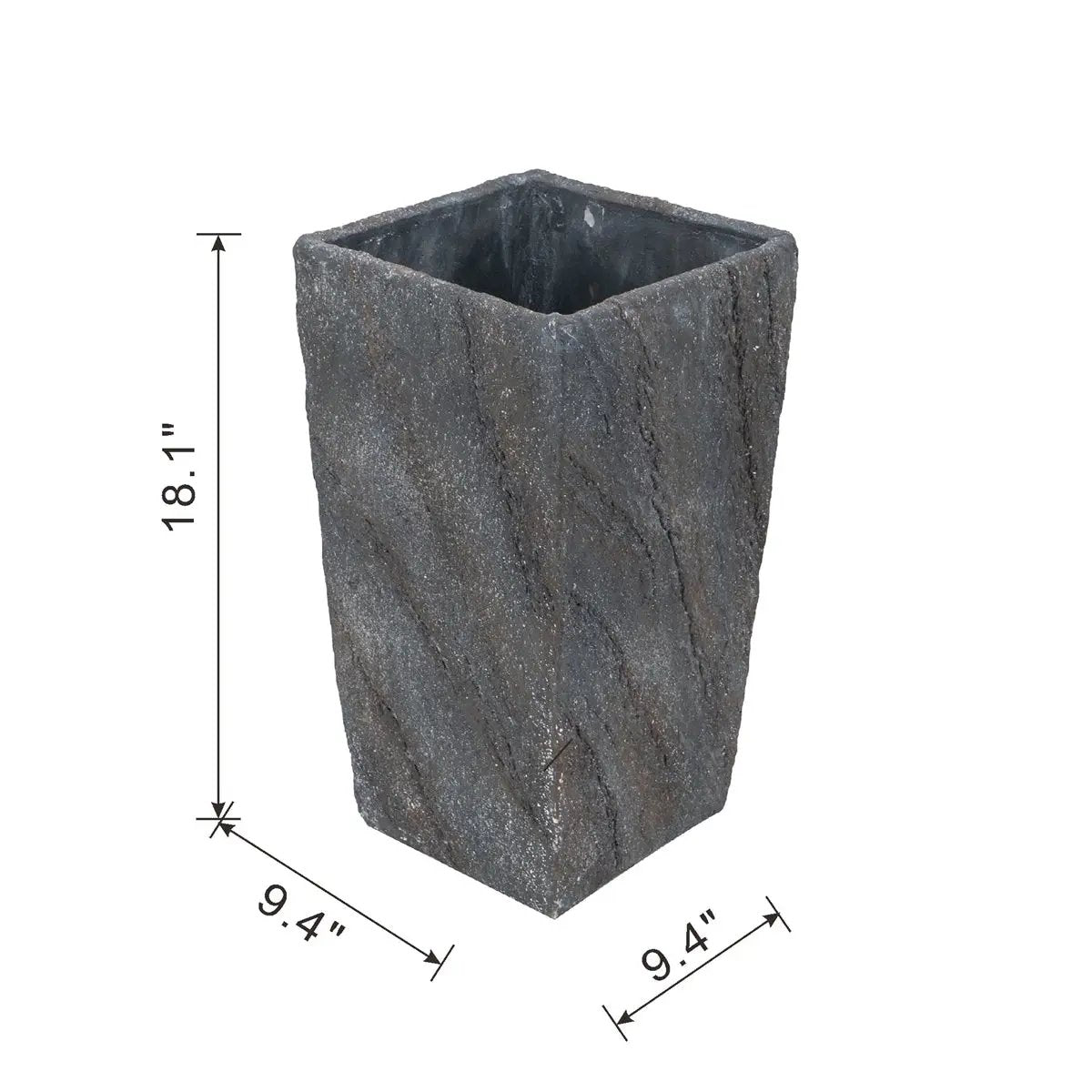 9.4x9.4x18.1' Cement Planter Large, Indoor Outdoor Garden Functional Decor by HouseOfZazla