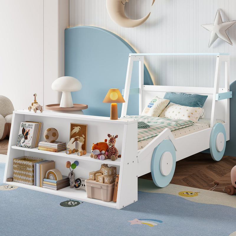 Twin Size Car Bed with Storage Shelves by HouseOfZazla