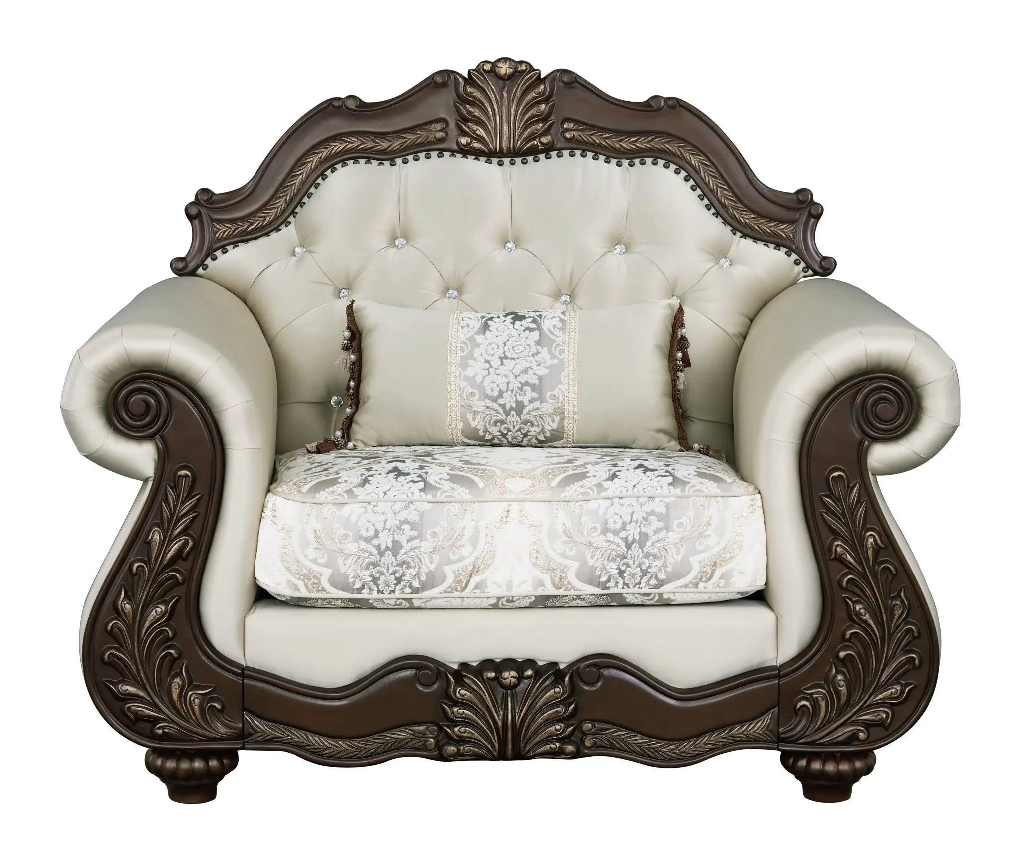 Pierce Chair With Pillow - Beige / Cherry by HouseOfZazla