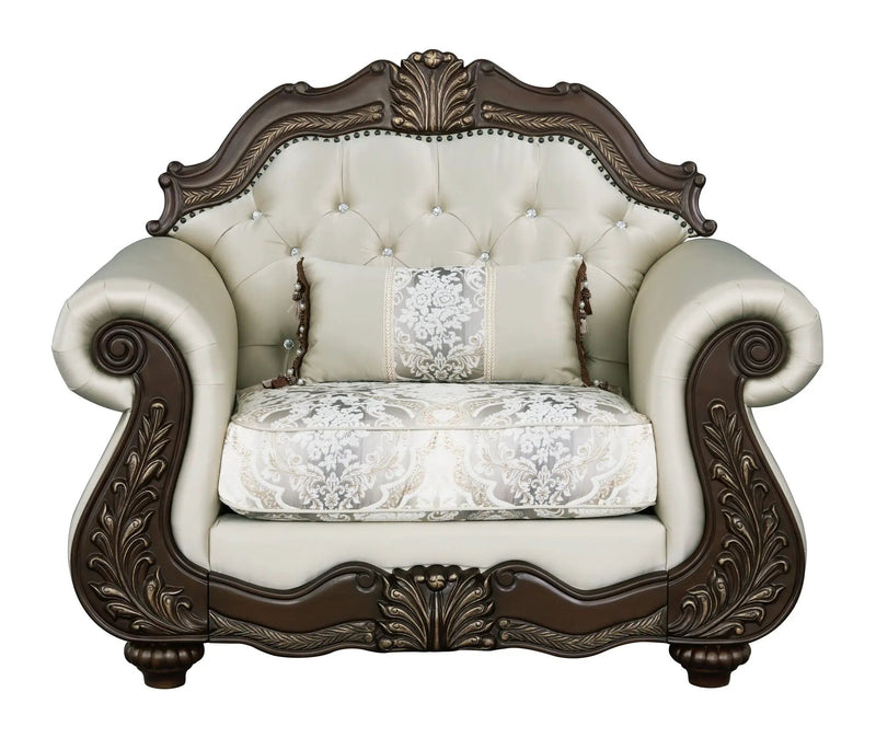 Pierce Chair With Pillow - Beige / Cherry by HouseOfZazla