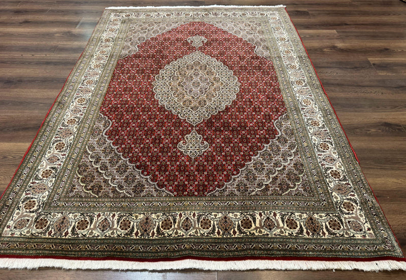 Persian Rug 5x7, Very Fine 330 KPSI, Red and Ivory, Herati Mahi Pattern, Wool & Silk by Jewel Rugs