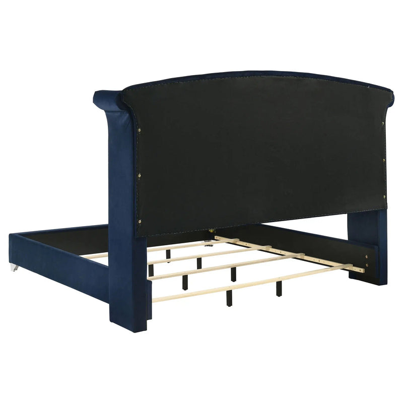 Melody Upholstered Eastern King Wingback Bed Pacific Blue by Unique Piece Furniture