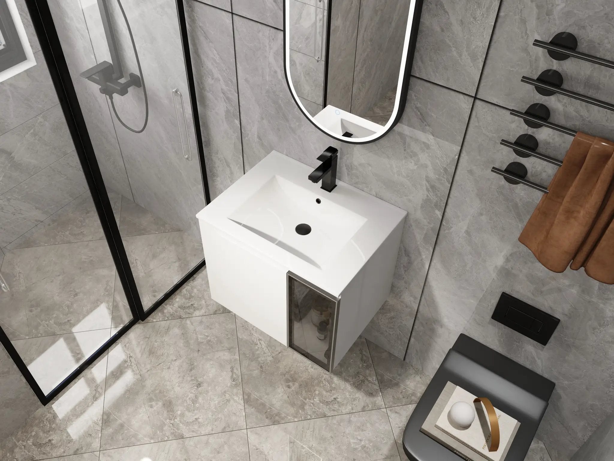 24" Wall-Mounted Bathroom Vanity With Ceramic Sink by HouseOfZazla