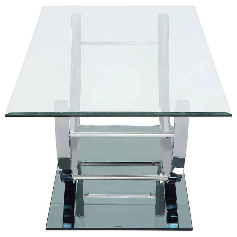 Danville Rectangular U-Shaped Glass Top Coffee Table Chrome by Unique Piece Furniture